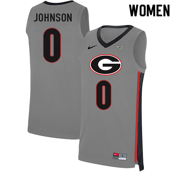 Women #0 K.D. Johnson Georgia Bulldogs College Basketball Jerseys Sale-Gray
